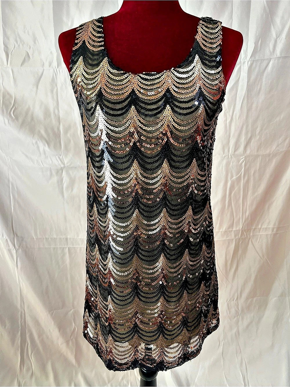 Sequin Mini Dress in Black & Gold Like New